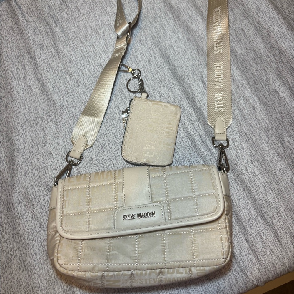 Steve Madden Beige Quilted Crossbody Bag
